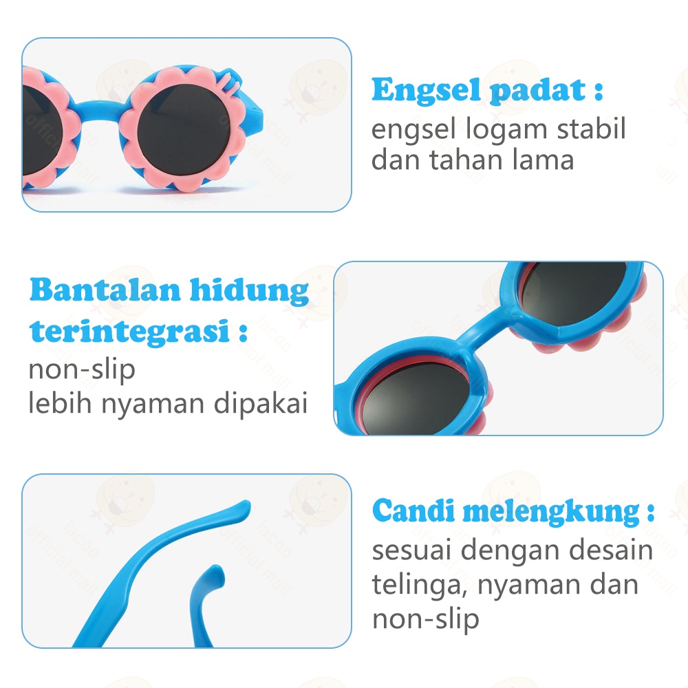 Lacoo Kacamata anak lucu Kacamata hitam bayi anak 0-8 Tahun Sunglasses anak import