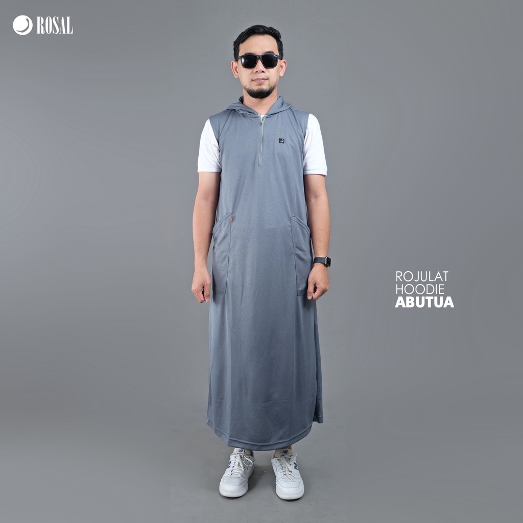 Rojulat Hoodie ROSAL Rompi Jubah Shalat Polos Pria Dewasa