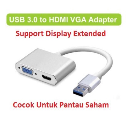 Cable Converter USB 3.0 2.0 TO VGA HDMI 1080p 2in1 proyektor tv 2 in 1