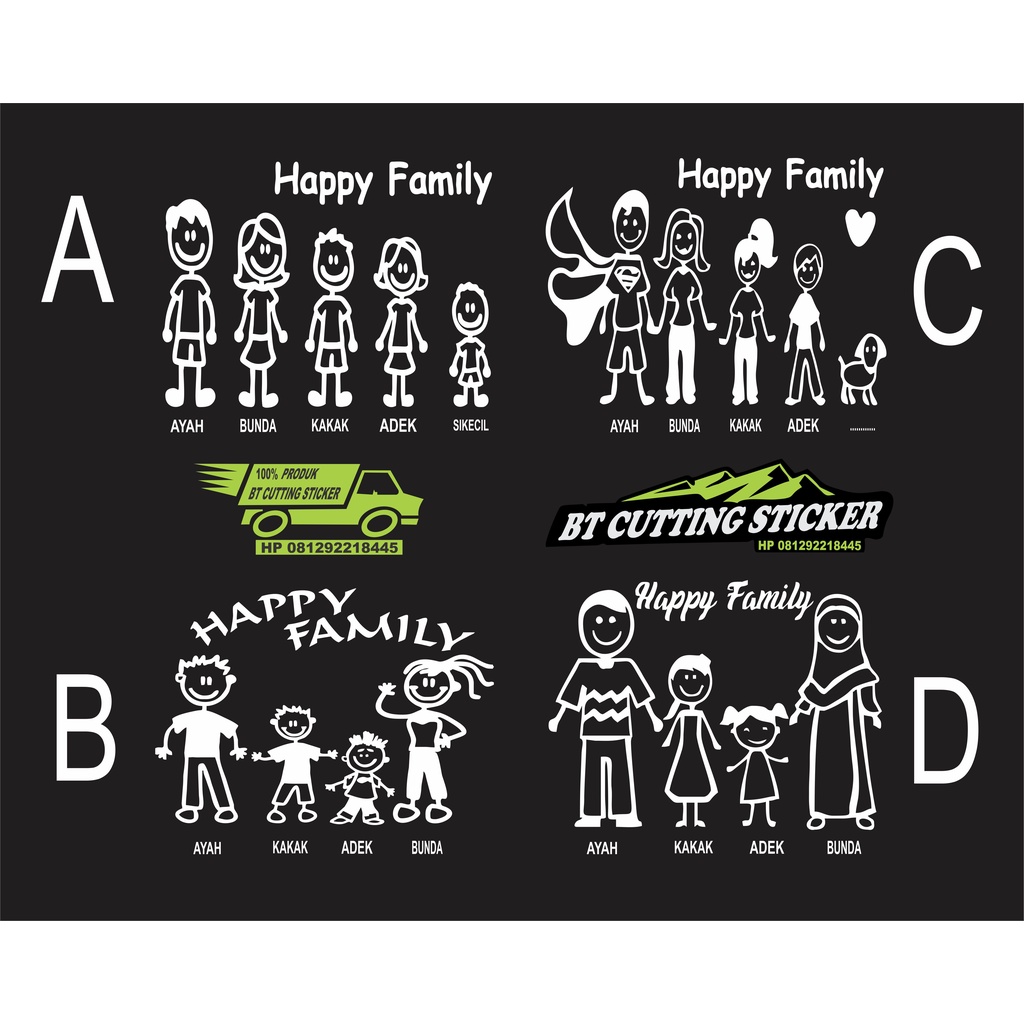 sticker happy family sticker kaca mobil sticker happy family