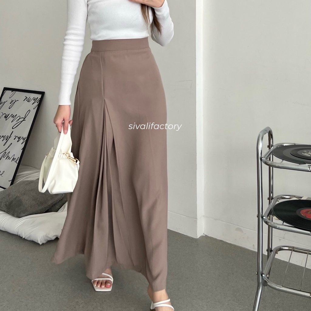 SIVALI Bailey Skirt 8862 | Polyester Skirt Anti Kusut - Midi Maxi Korean Loose Skirt - Rok Wanita