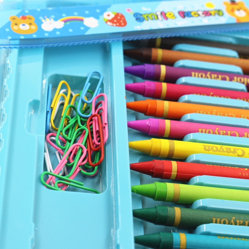 ZBH Drawing Set 68Pcs Oil Pastel Crayon 68 IN 1 Set Krayon Mewarnai dan Melukis Lengkap dengan Cat Air Alat Mewarnai Anak Anak Bentuk Koper