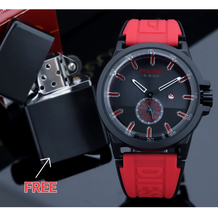 Jam tangan Pria Jam tangan Strap Rubber Jam tangan Analog Tanggal Aktif Free item Seperti Iklan