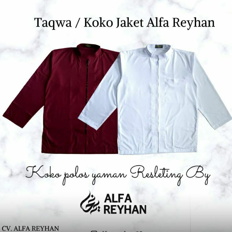 Baju Koko Taqwa Jaket Resleting Polos ALFA REYHAN | Takwa Jaket Zipper Alfa Reyhan