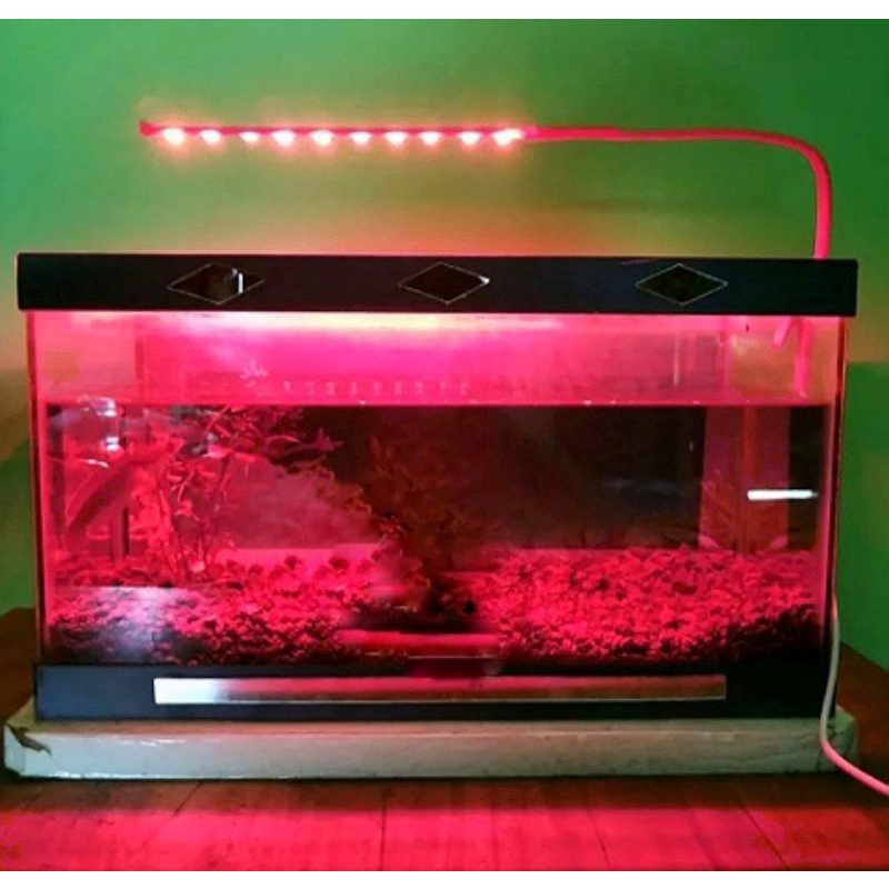 Lampu Aquarium LED Warna Merah + Kabel USB / Lampu Soliter Akuarium Mini Aquascape Cupang