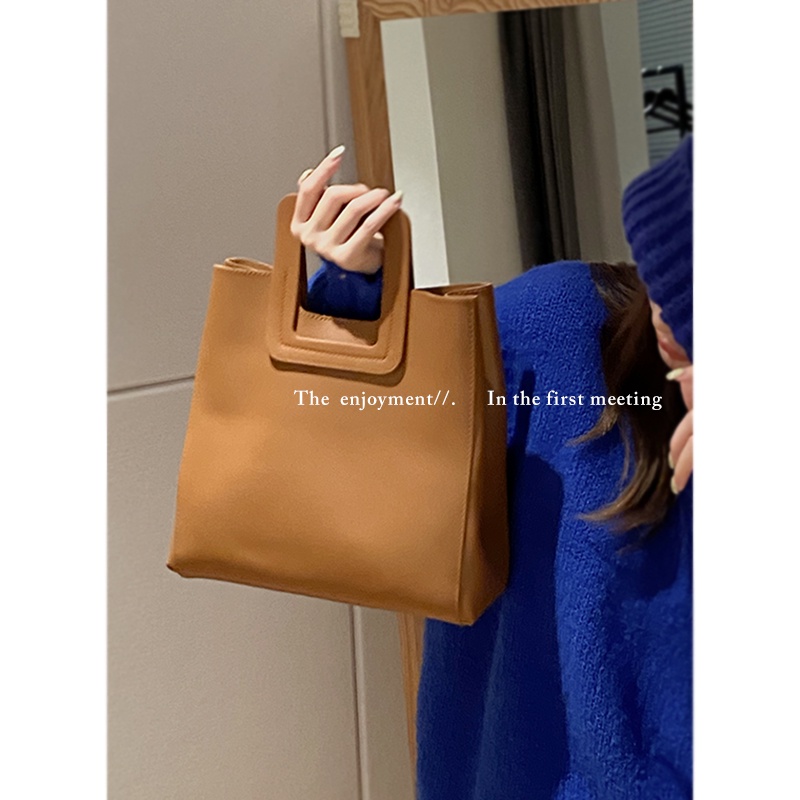 Suhao Korea tas tangan wanita musim gugur dan musim dingin 2021 baru trendi fashion retro tote bag all-match tas messenger berkapasitas besar