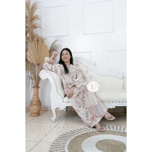 LILAC DRESS CREAM /dress panjang/gamis terbaru/gamis kekinian