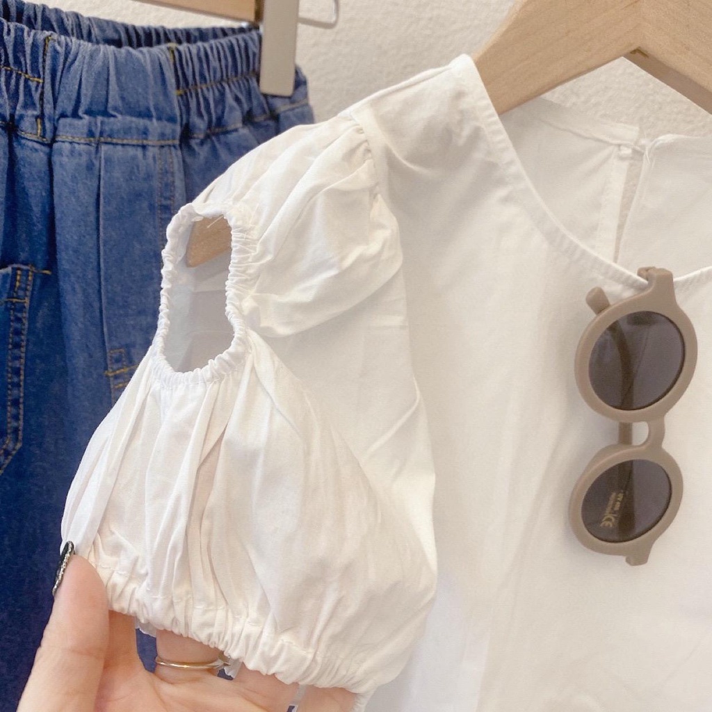 Baju Setelan impor 3 in 1 Rompi+Blouse+Celana Jeans Kulot Biru