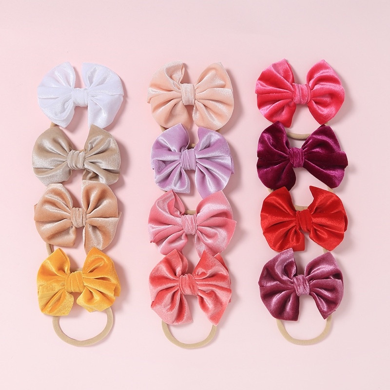 Velvet bow headband bayi perempuan