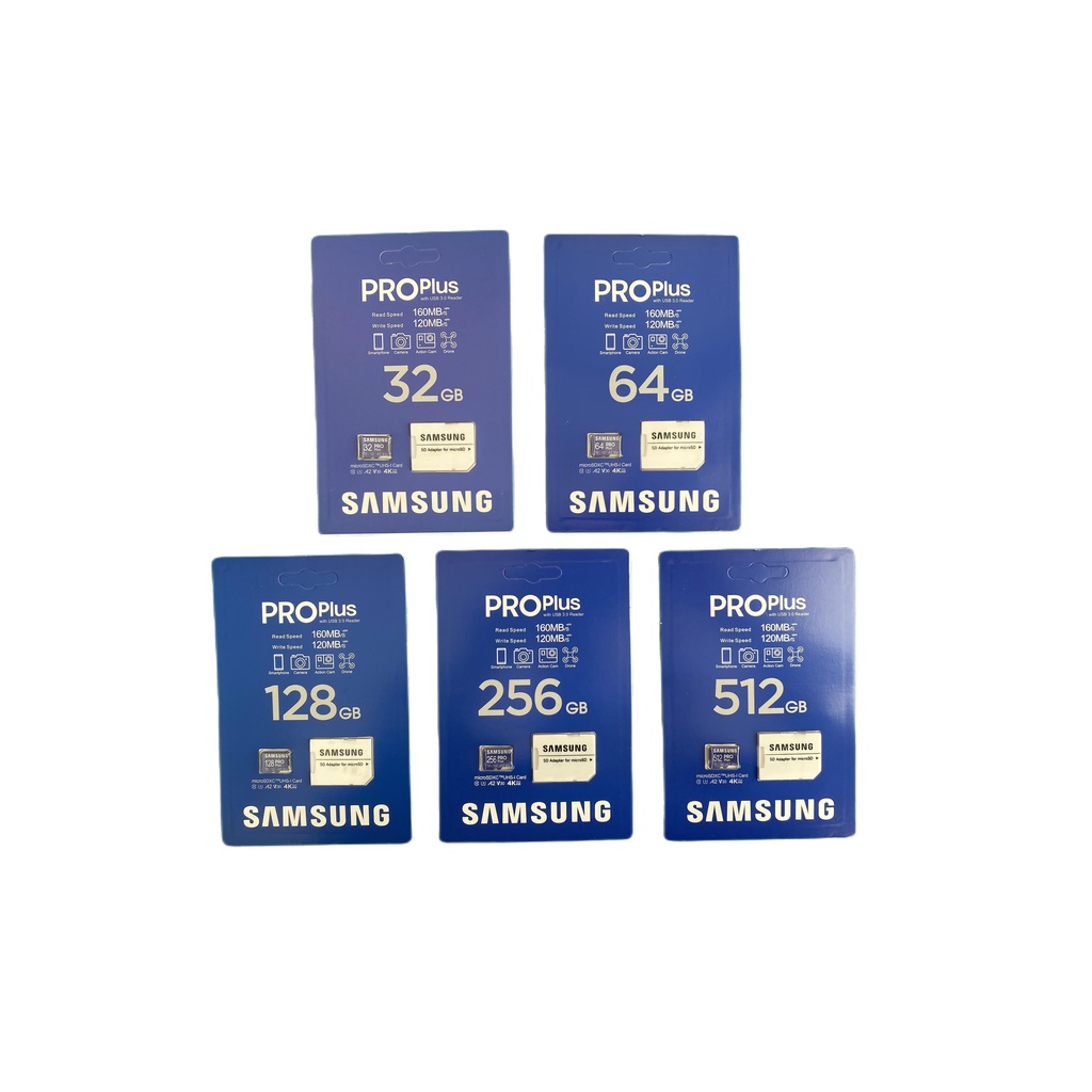 Samsung PRO PLUS Micro SD Card Class 10  U3 A2 V30 4K Memory Card Kartu Memori 32GB/64GB/128GB/256GB/512GB Transfer higga 160MB/S SD TF Card FREE Adapter