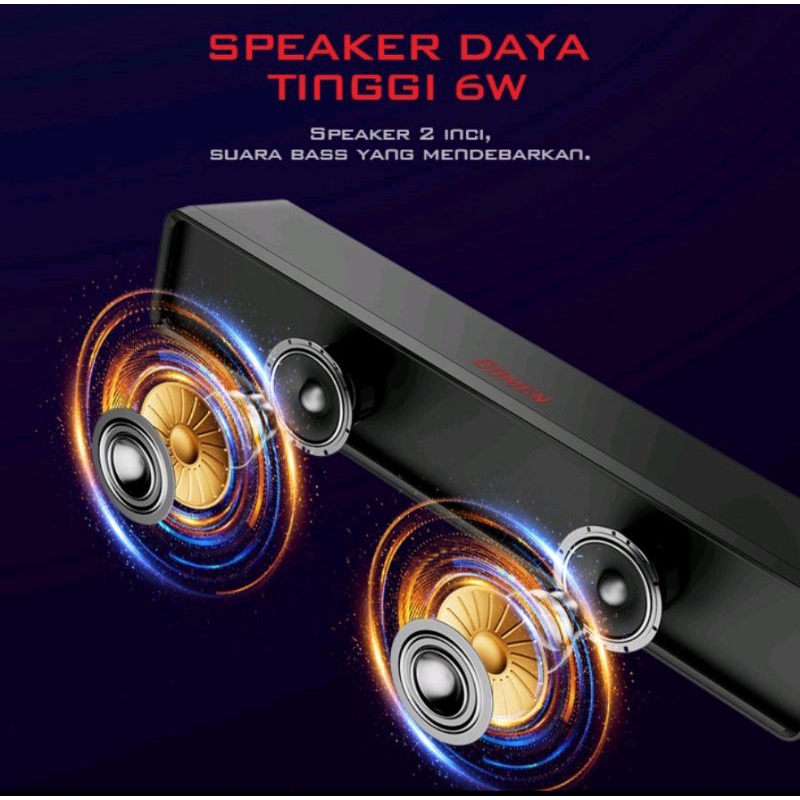 GAMEN GS8 Soundbar Gaming RGB Light Bass Komputer Laptop Speaker Surround