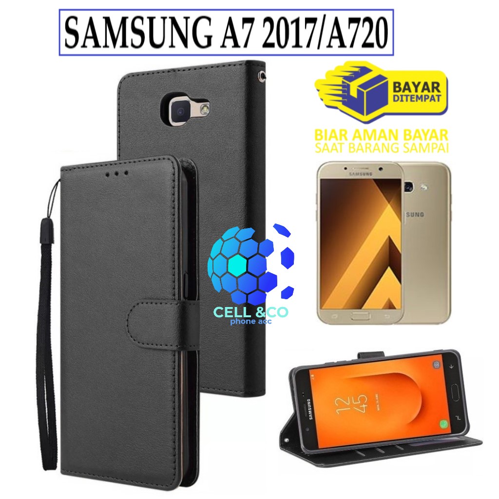 SAMSUNG A7 2017 CASE FLIP LEATHER WALLET PREMIUM FLIP CASE BUKA TUTUP KESING HP CASING FLIP CASE WALLET SAMSUNG A7 2017