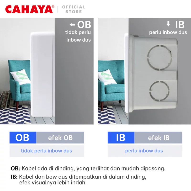 CAHAYA - Saklar IB Engkel/Seri/Stop Kontak Arde / Warna Cream SC-151/2/4