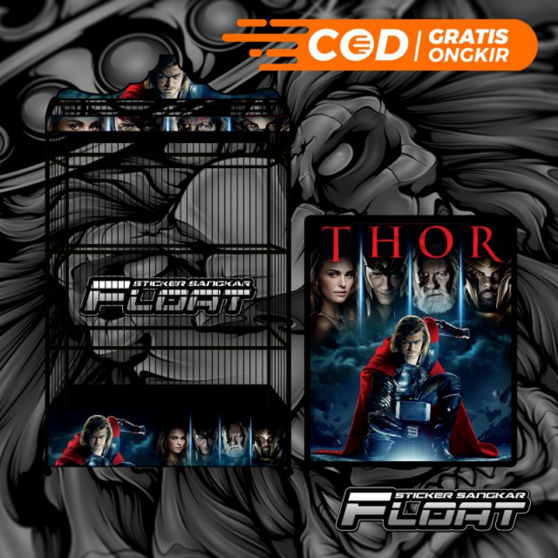 STIKER DECAL SANGKAR KANDANG KOTAK REPLIKA KOSAN MOTIF THOR