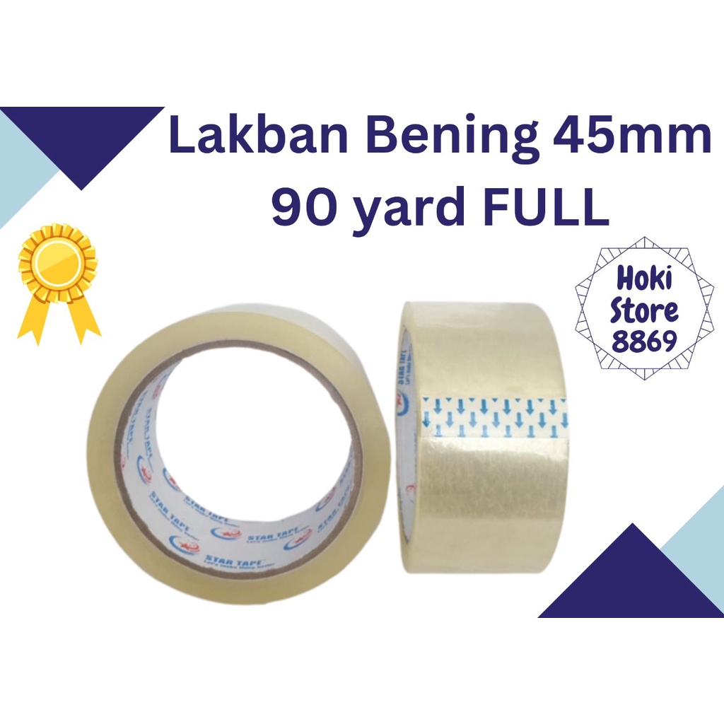 

Lakban Bening 90 Yard FULL ukuran 45 / 48 mm