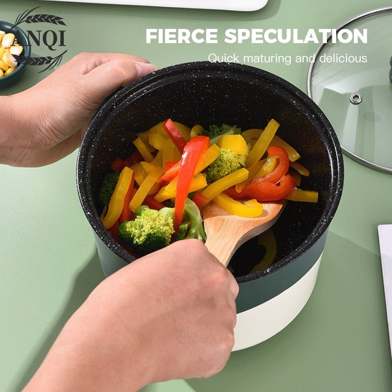 ANQI 1888 Panci Listrik Serbaguna Panci Anti Lengket 1.8L- Portable Fry Pan Free Kukusan VS-1855
