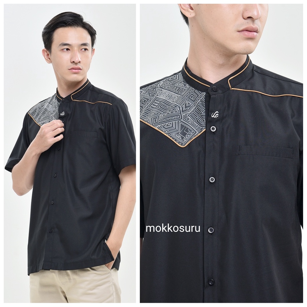 Kemko asten pdk - baju koko hitam pendek - kemko rabbani hitam - baju koko pendek hitam - baju koko 