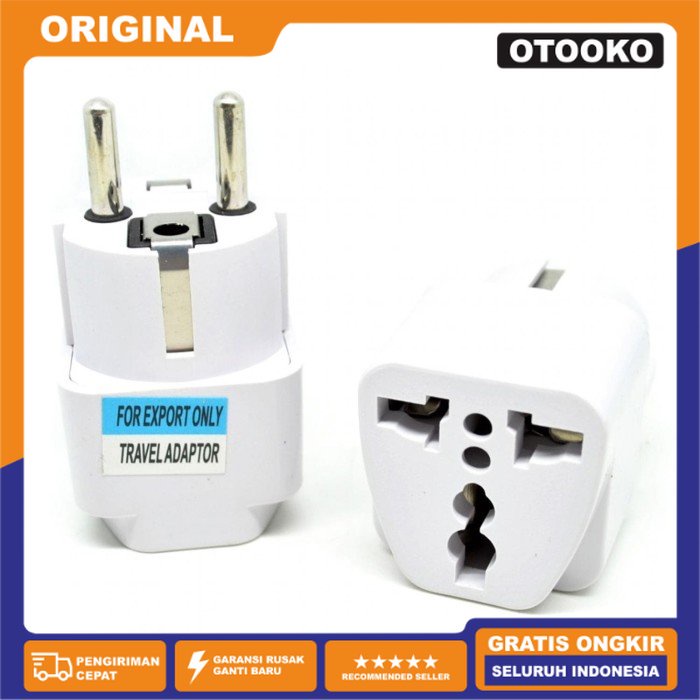 Stop Kontak Travel Adapter AU US TO 2 EU Pin 3 Lubang 2 bulat mi smart