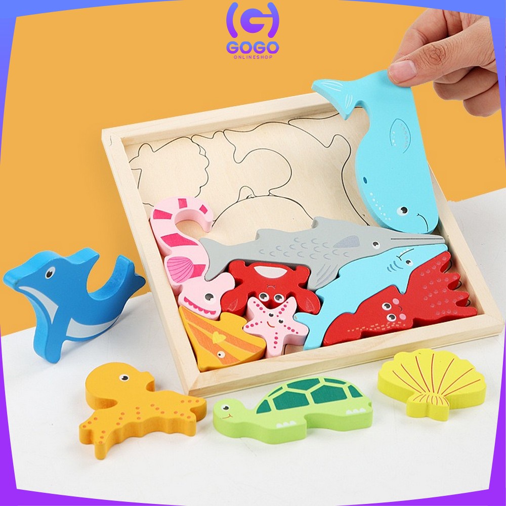 GOGO-M177 Mainan Puzzle 3D Wooden Toys Puzzle Kayu Mainan Edukasi Anak Jigsaw Puzzle Cocokkan Bentuk