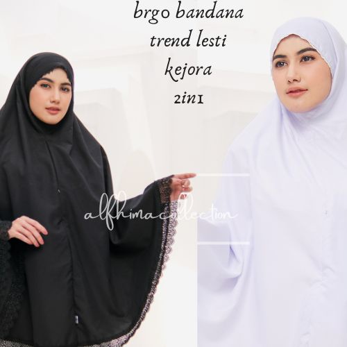 KERUDUNG BERGO PUTIH UMROH DAN HAJI 2IN1 LESTI KEJORA / PERLENGKAPAN HAJI UMROH WANITA