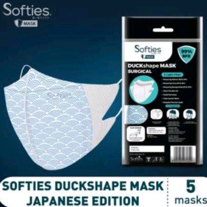 softies Mask surgical duckshape isi 5 masker 3 ply duck medis putih polos batik (no.231)