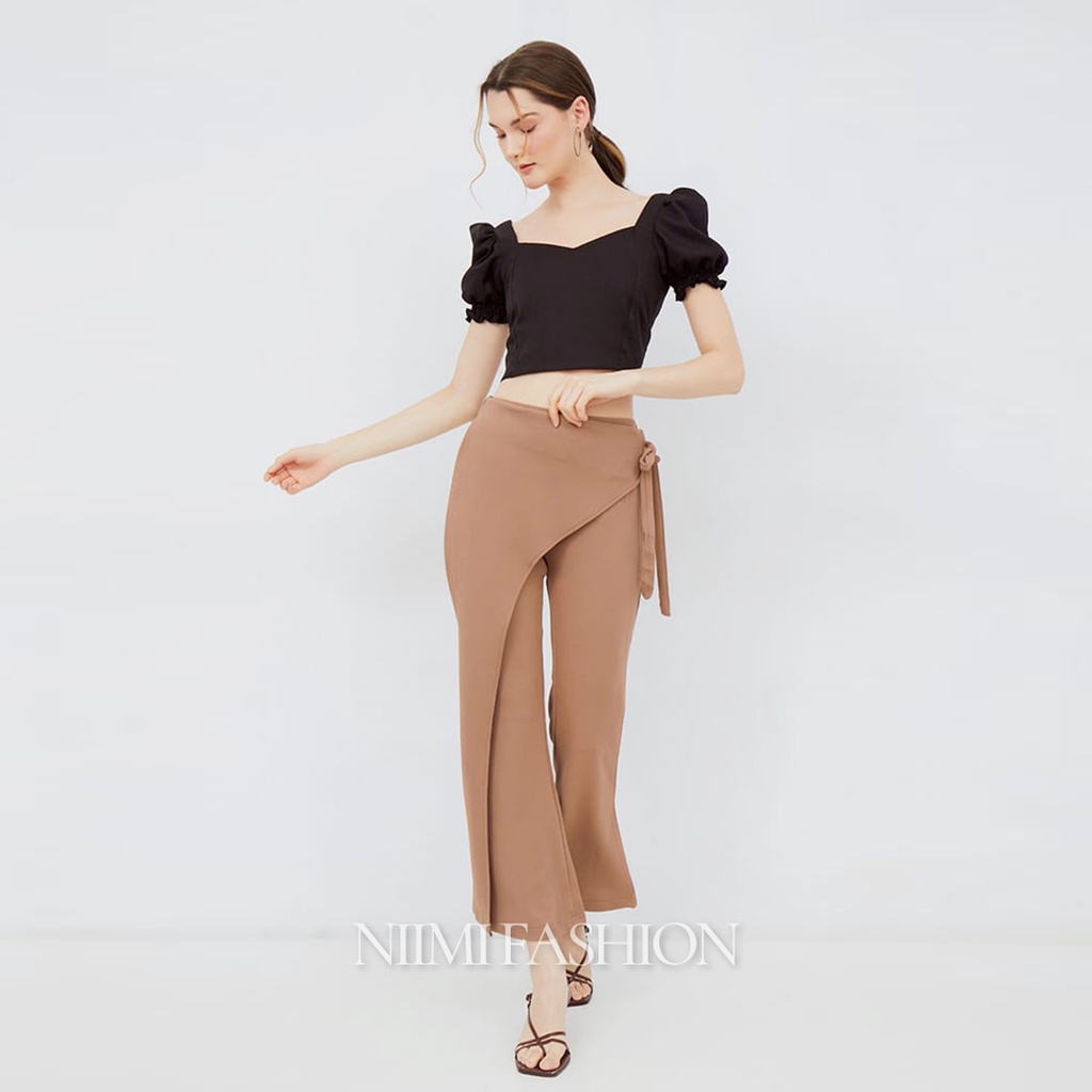 NIMI - Milove Cutbray Knit Celana Cutbray High Waist Knit Wide Leg Premium