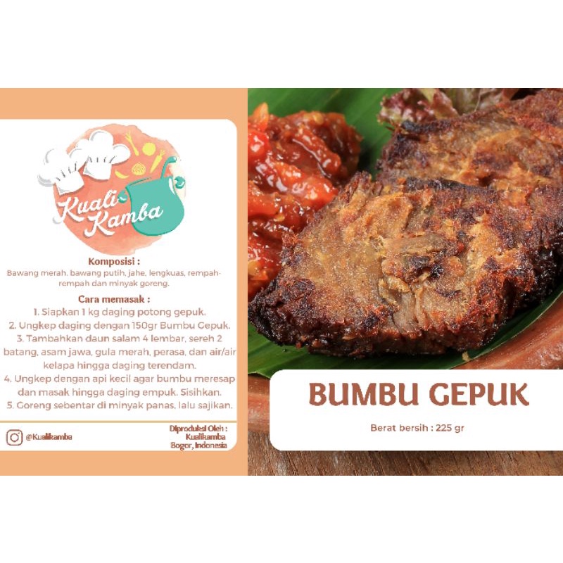 

Kualikamba Bumbu Gepuk Daging 150 gr