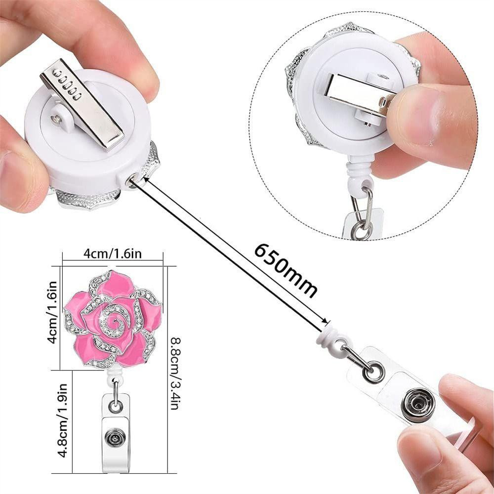 Mxbeauty Gulungan Lencana Ditarik360° Putar Untuk Dewasa Perlengkapan Rumah Sakit Name Tag ID Card Badge Clip Name Card Holder Diamond Badge Reel