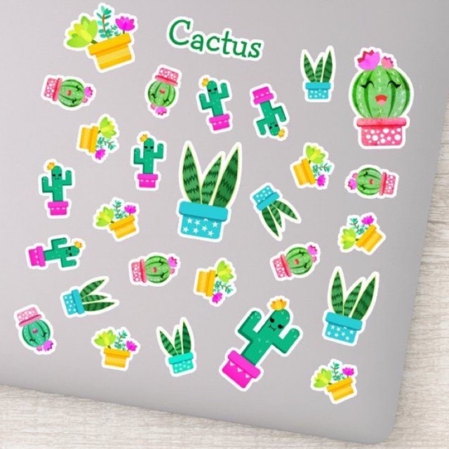 Jual Stiker Kaktus Aesthetic Deco Sudah Cutting Kaktus Sticker Set Cute Deco Shopee