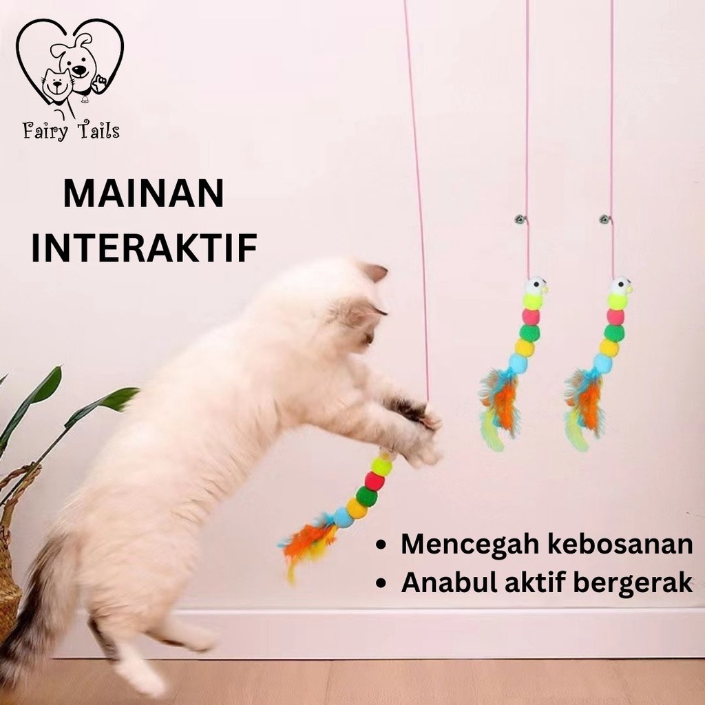 Mainan Kucing Umpan Ulat Bulu Rumbai Digantung atau Mainan Interaktif Gantung / Cat Hanging Toy Self Play Interactive