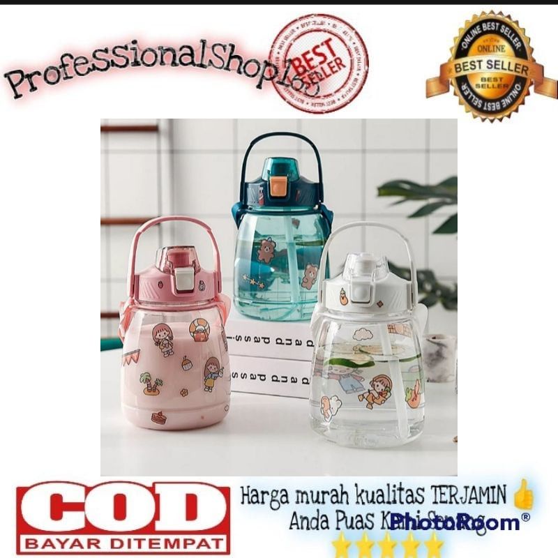 PS - Botol Minum bagemas bening 1.3 Liter motivasi anak sekolah korea viral botol transparan bagemas