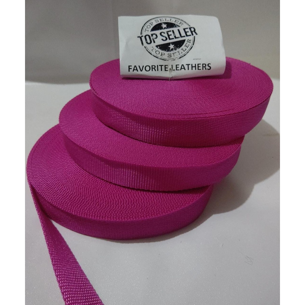 Nylon Webbing KK25 UKURAN 2,5CM /25MM / UKURAN 24METER / HARGA PER ROLL WARNA FANTA / PINK TUA