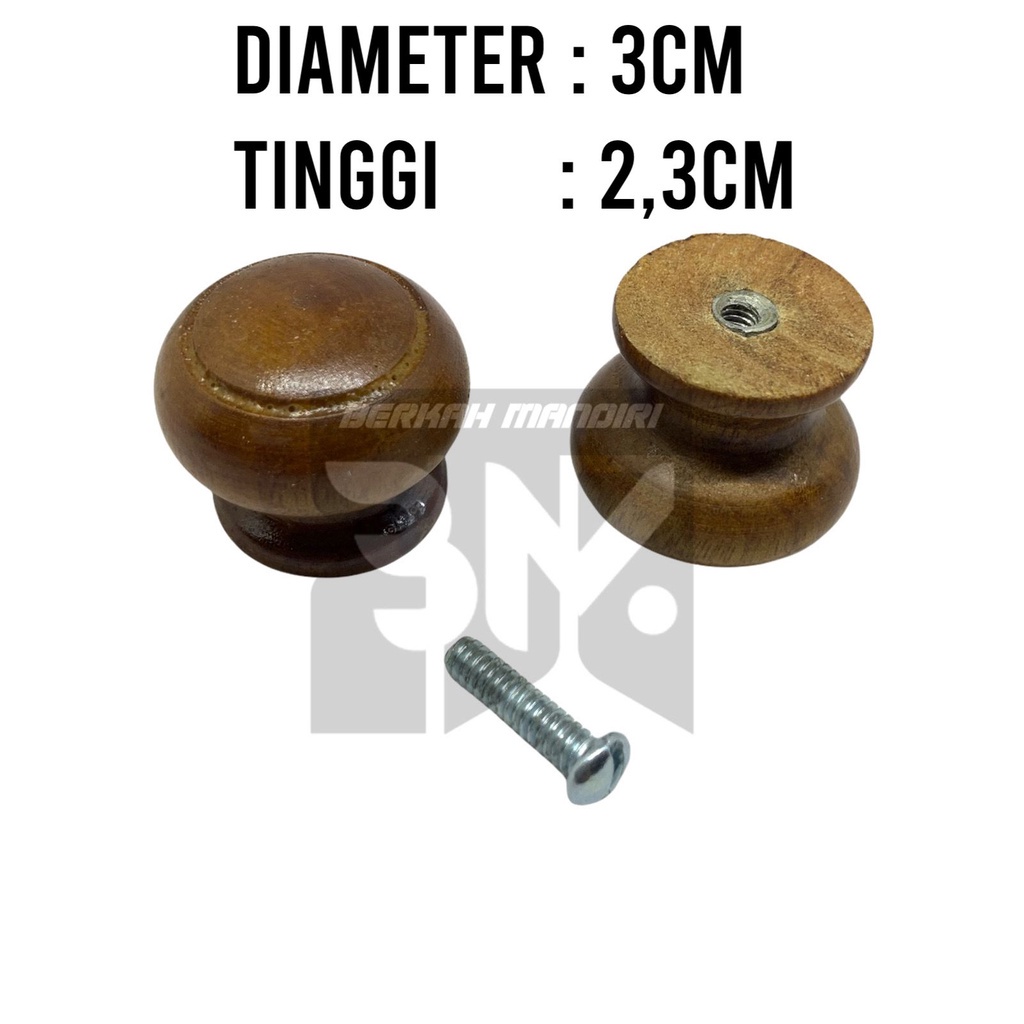 Tarikan laci bulat/knop kayu jati diameter 3 cm tarikan laci dan lemari dan kicenset handle laci