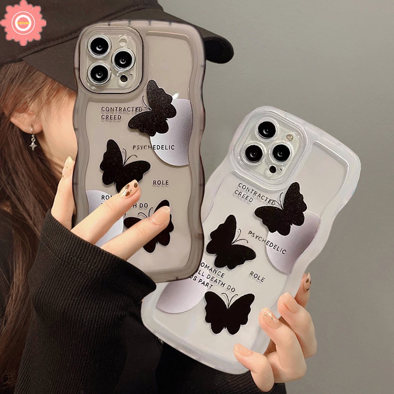 Fashion Romance Butterfly Soft Case Realme C15 C53 10 C55 C25 C35 5 5i 5s 6i C25s C12 C21Y C25Y C1 C1 C20A C20 Realme C11 2021 C20A C3 Shockproof Wavy Edge Soft TPU Cover