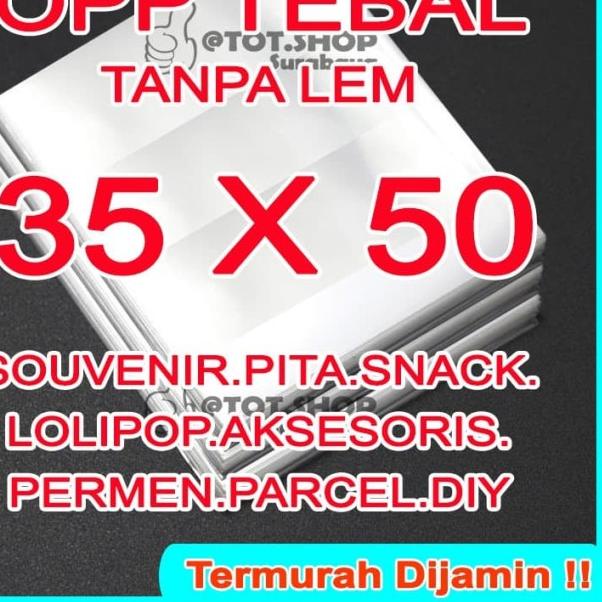 

100pcs OPP TEBAL UKURAN 35 x 50 PLASTIK KEMASAN TEBAL BENING Tanpa Lem