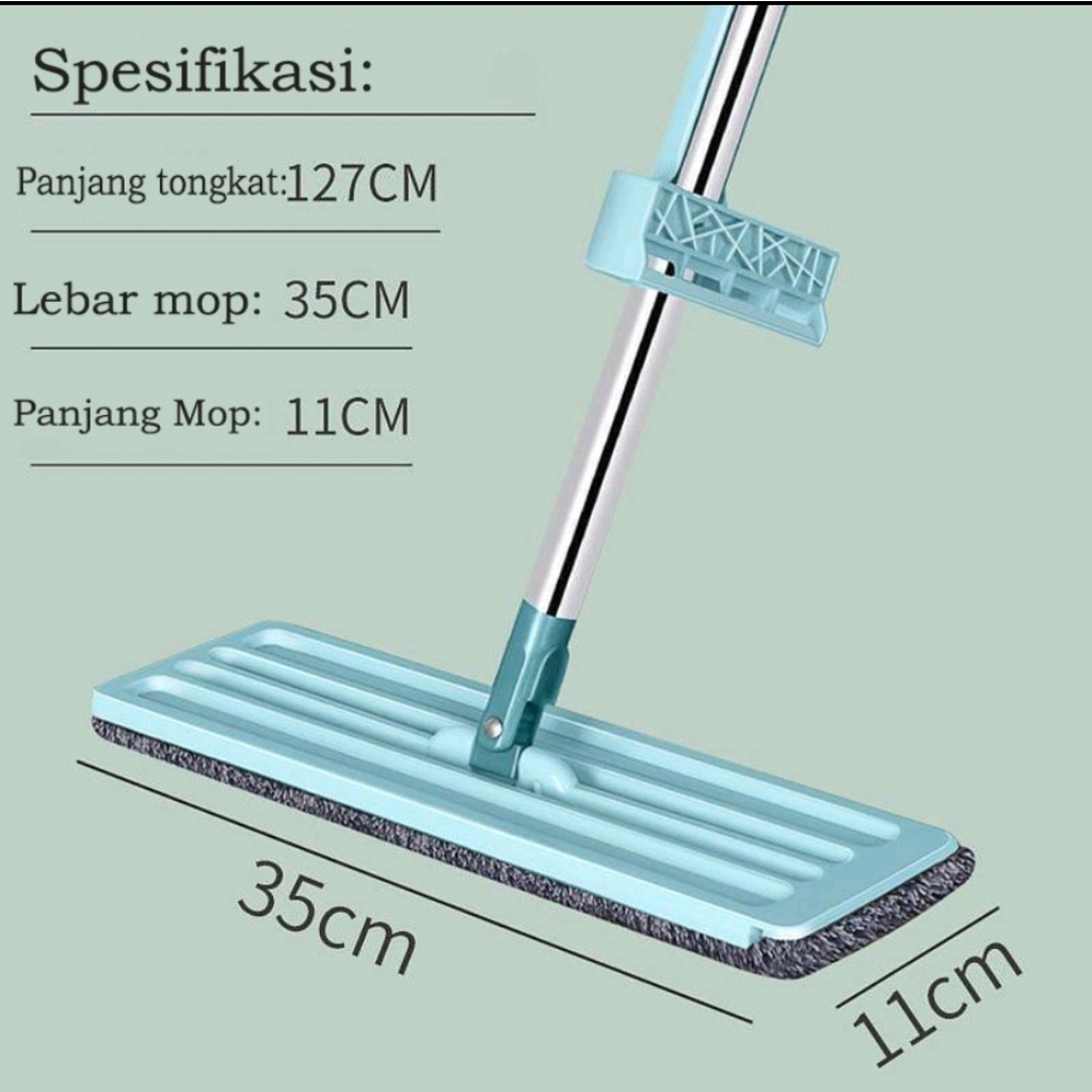 Pel Lantai Praktis Tarik Peras Flexible Flat Mop Floor Cleaner Handsfree