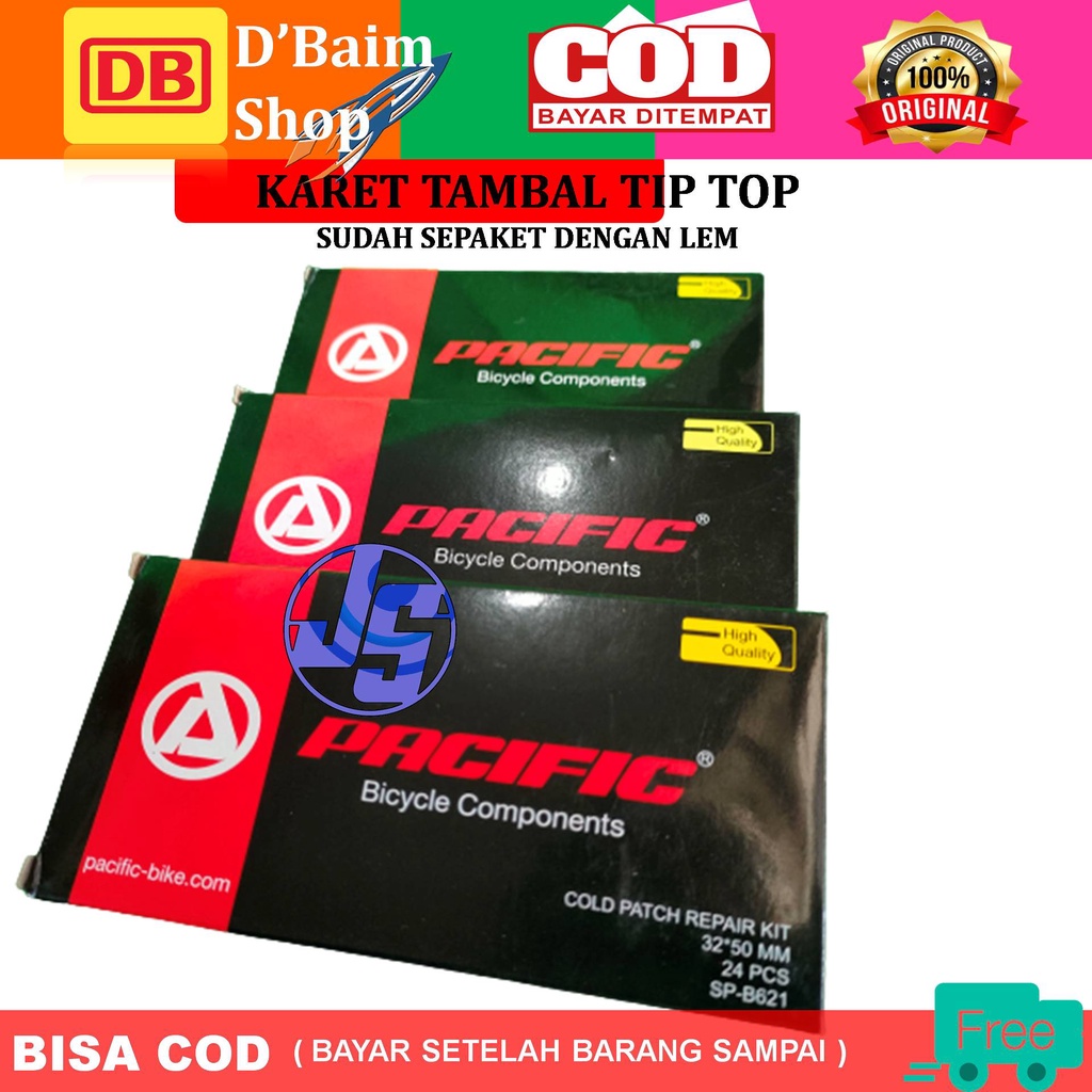 Termurah,,,,,, ! Tambal Ban Tip Top Cold Patch pacific  24 PCS Untuk Sepeda dan Motor