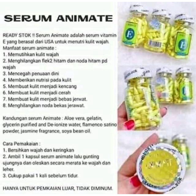 [60 Kapsul] Animate Serum Wajah Serum Gold -Serum Vitamin Brightening Wajah