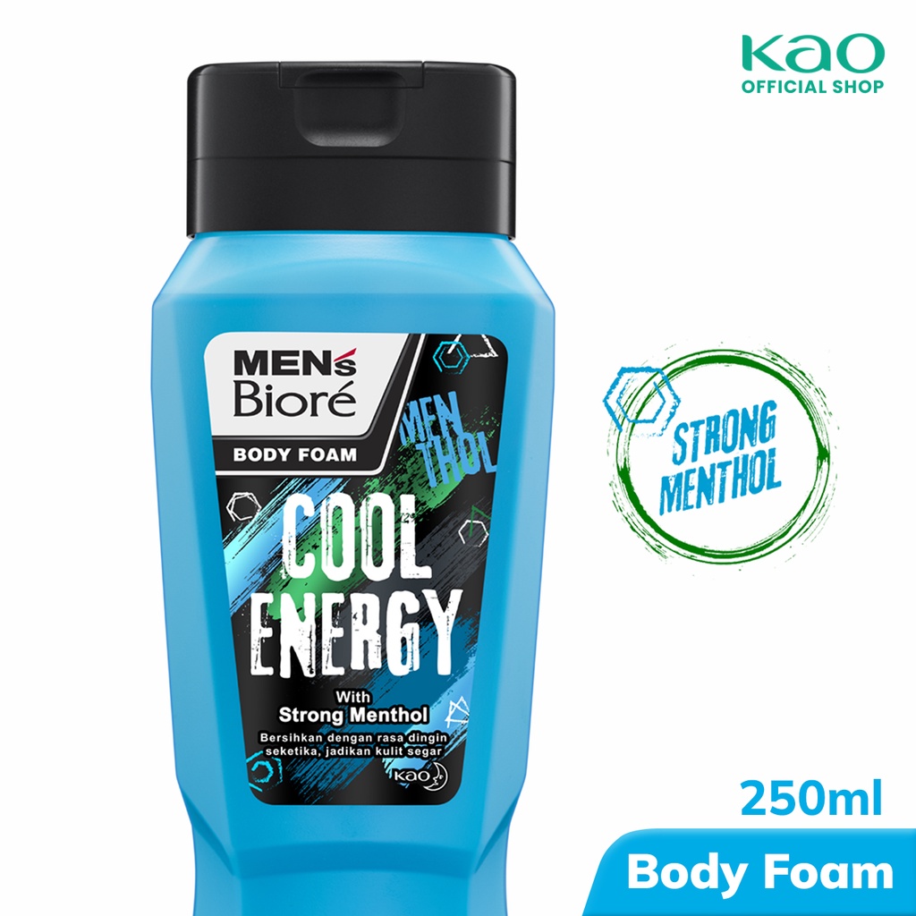 Men's Biore Sabun Mandi Cair Untuk Pria Cool Energy Strong Menthol Botol 250 ml - Sabun Cair Body Wash