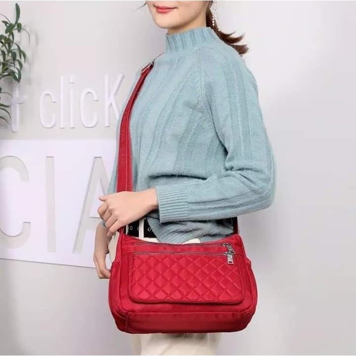 &quot;aurabagss&quot; - Tas Wanita Tas Selempang Wanita &quot;SEVHINA&quot; Shoulders Bag Wanita Dengan Motif Bordir Kotak-kotak Kekinian Ala Korea