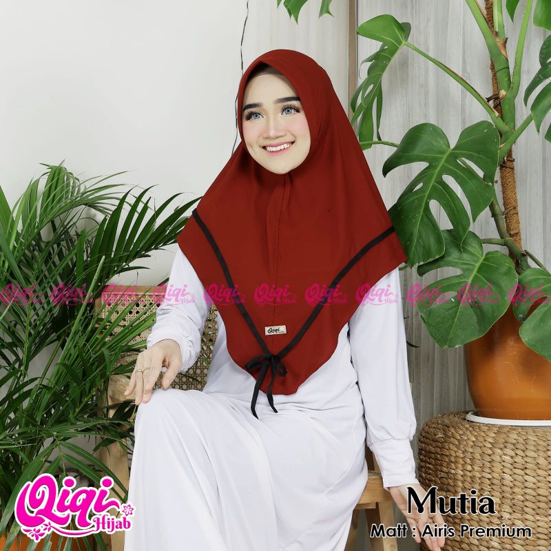 [Qiqi Hijab) MUTIA••hijab pet list••hijab instan Jersey premium