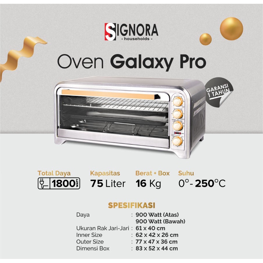 OVEN SIGNORA GALAXY NEW 75 Liter + Hadiah Kategori 6 + Buku Resep