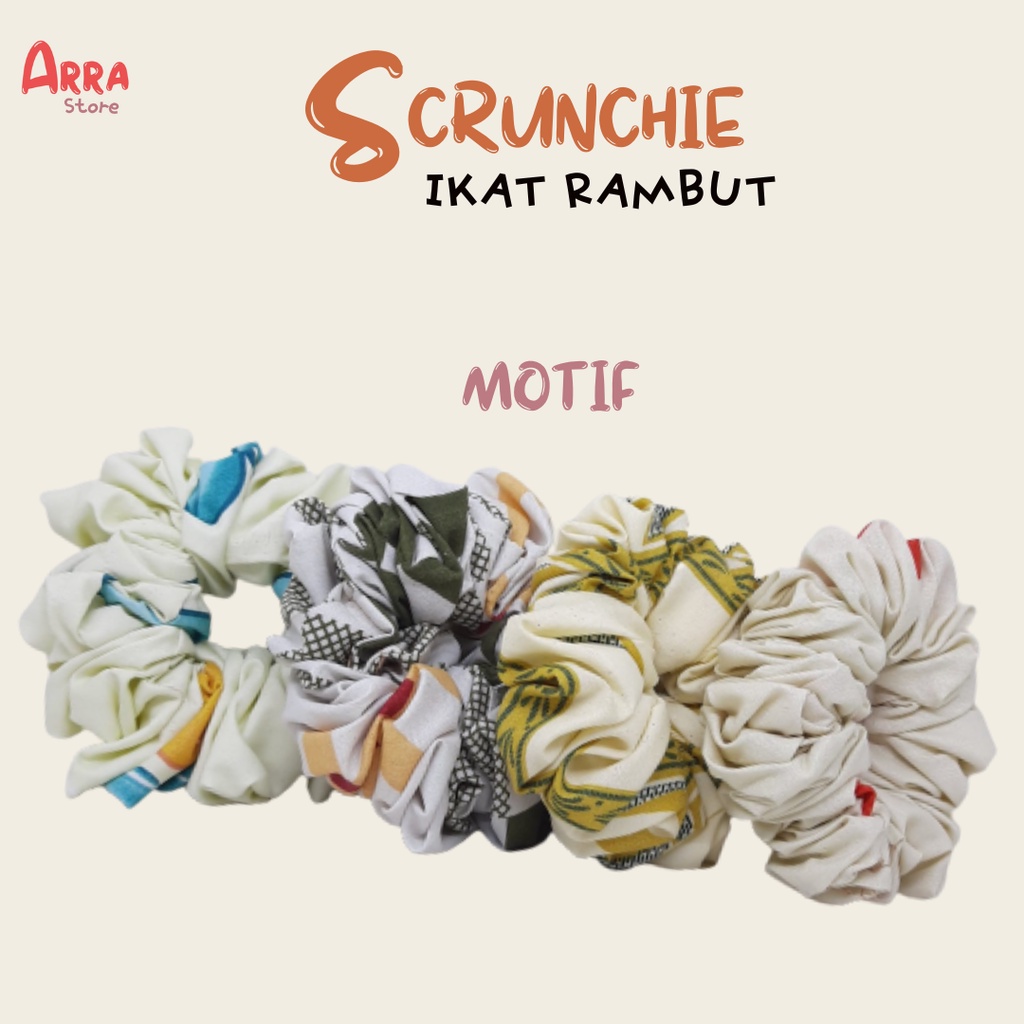 Scrunchie Motif Ikat Rambut Cepol Hijab Kunciran Gelang Kain