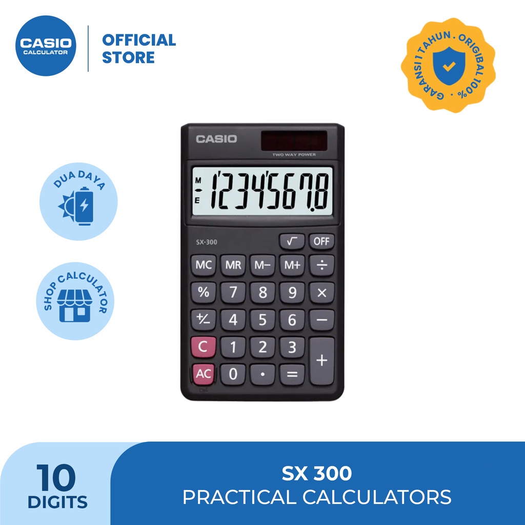 

CASIO SX-300 - Hitam - Kalkulator Saku
