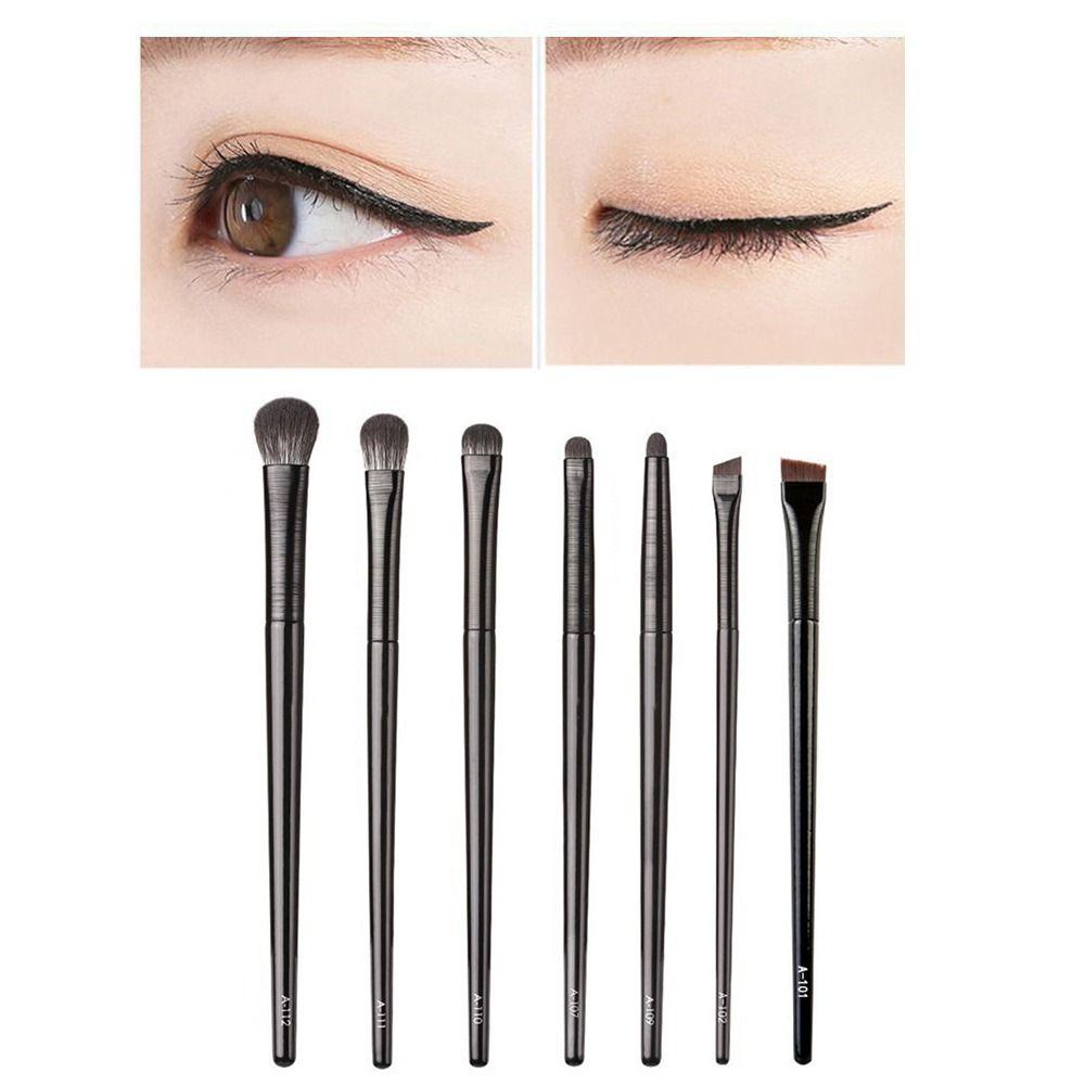 1 / 7pcs / set Brush Makeup Gagang Panjang Portable Untuk Eyeshadow