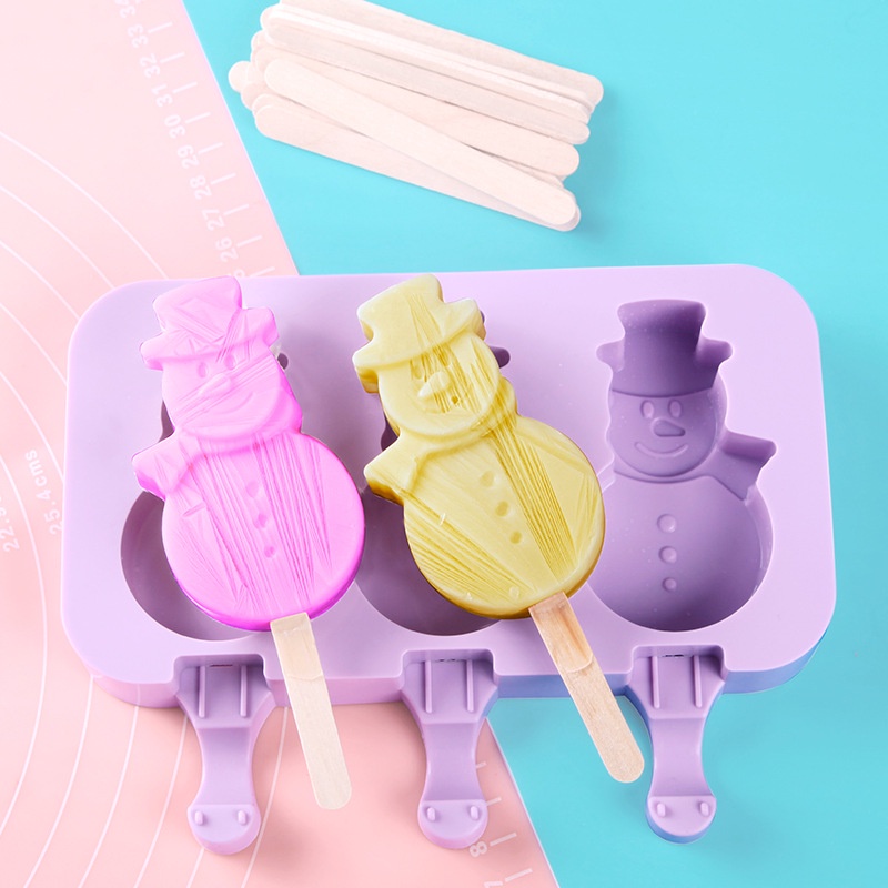 AVVET Cetakan Ice Cream Silicon Cetakan Es Krim Karakter Lucu Popsicle Coklat Kue Cetakan Agar-agar Jelly Mold Silikon Bentuk Hewan