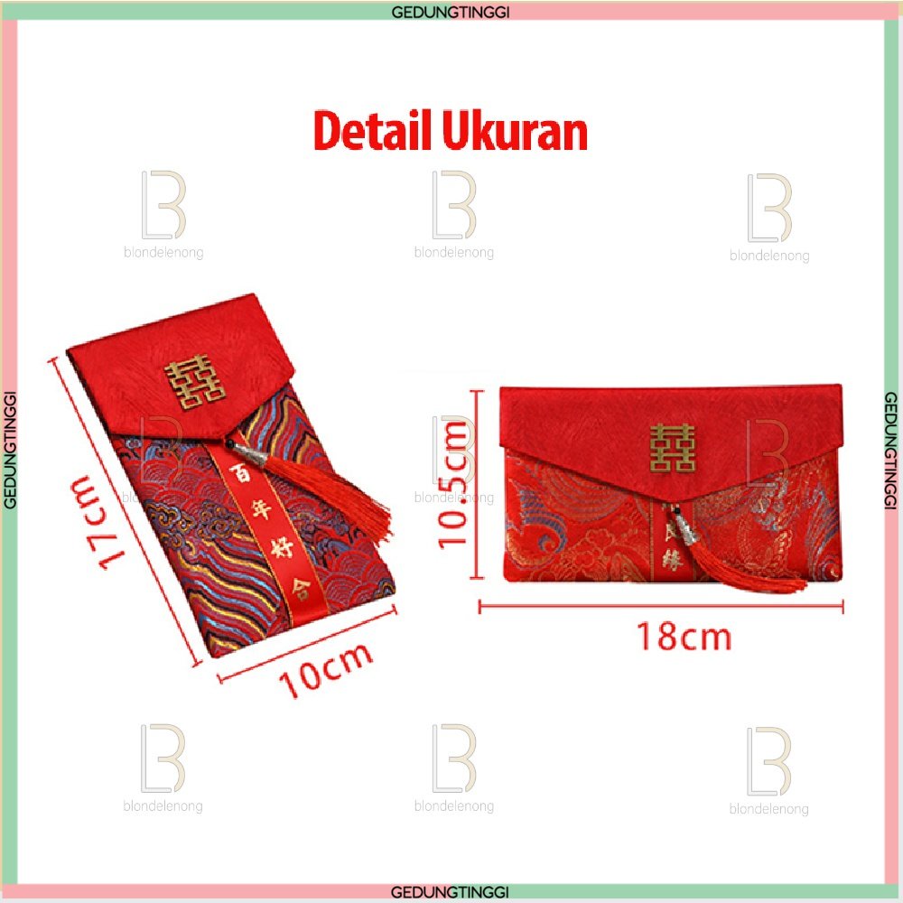 Dompet Amplop Angpao Angpau Kain Kertas Custom Merah Emas Fu Fuk Netral Imlek Sincia Ulang Tahun Ultah Sangjit Shuang Xi Kondangan Nikah Nikahan Pernikahan Kawin Wedding Married Happy Birthday Cina New Year 2023 2024 Panjang Tebal Besar Jumbo Lucu Unik