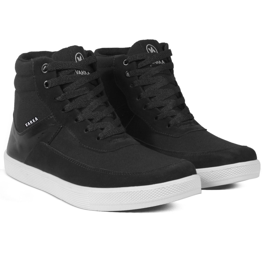 Sepatu Sneakers Pria V 5118 Brand Varka Sepatu Kets Tinggi Kuliah Kerja Hangout - Hitam