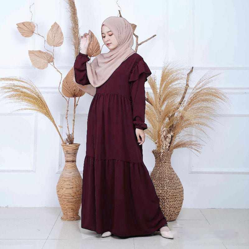 AMIINA DRESS/DRESS MAT CRINKEL AIRFLOW/FASHION DRESS WANITA KEKINIAN