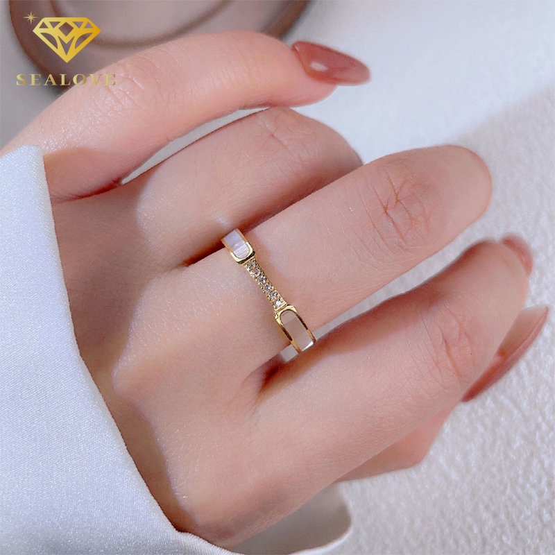 Cincin titanium anti karat berlian 18k emas cinxin wanita aksesoris perhiasan titanium asli